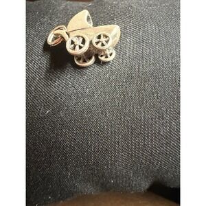 Sterling Silver BABY CARRIAGE Charm For Bracelet STROLLER Baby Shower Gift CUTE!